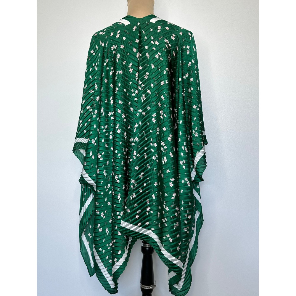 Banana Republic Green Floral Pleated Kimono Wrap Cardigan One Size Cottagecore - Picture 2 of 8